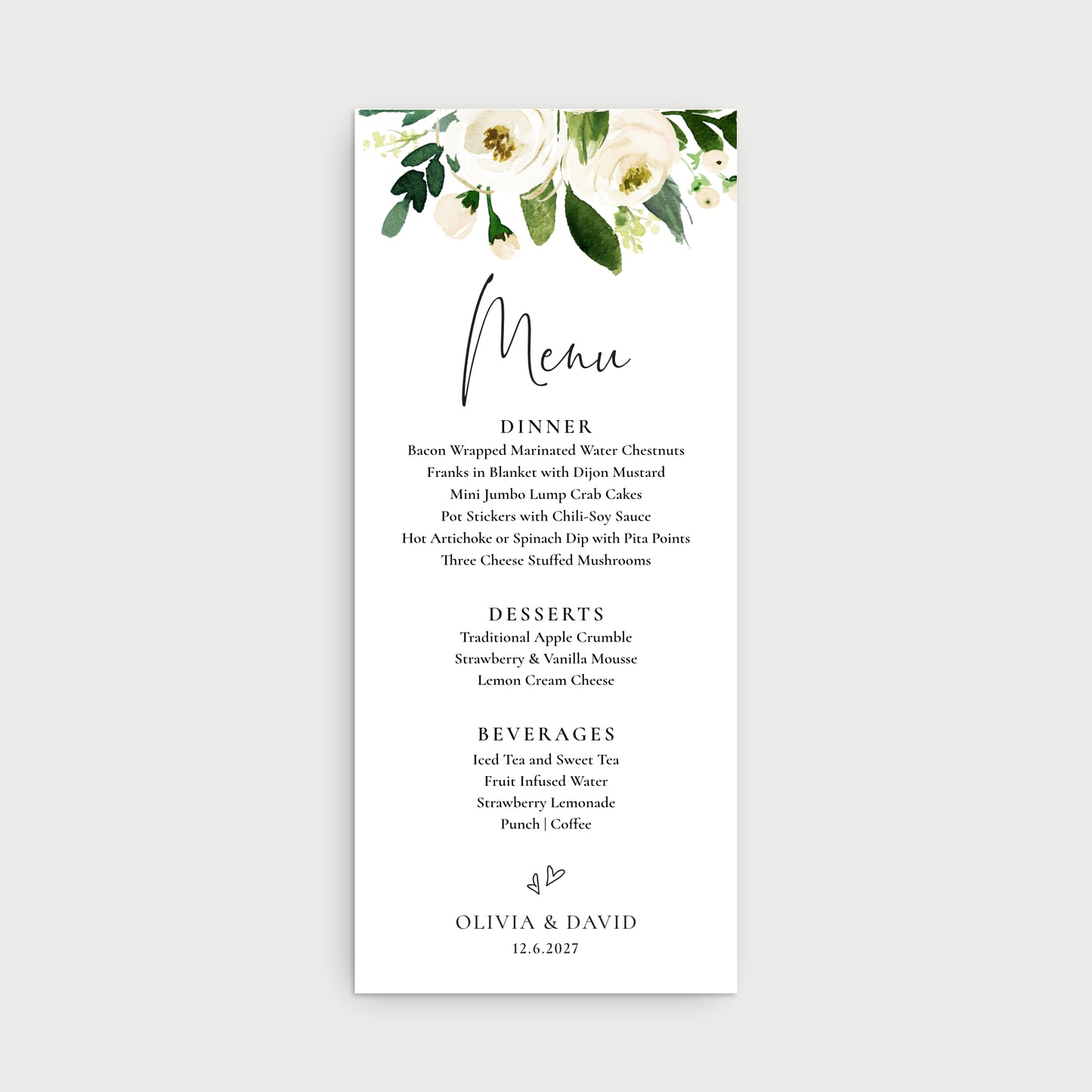 Floral Menu Cards