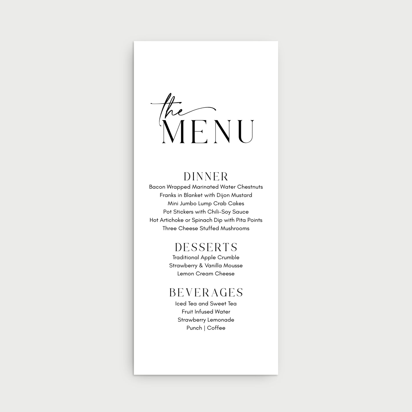 Elegant Menu Cards