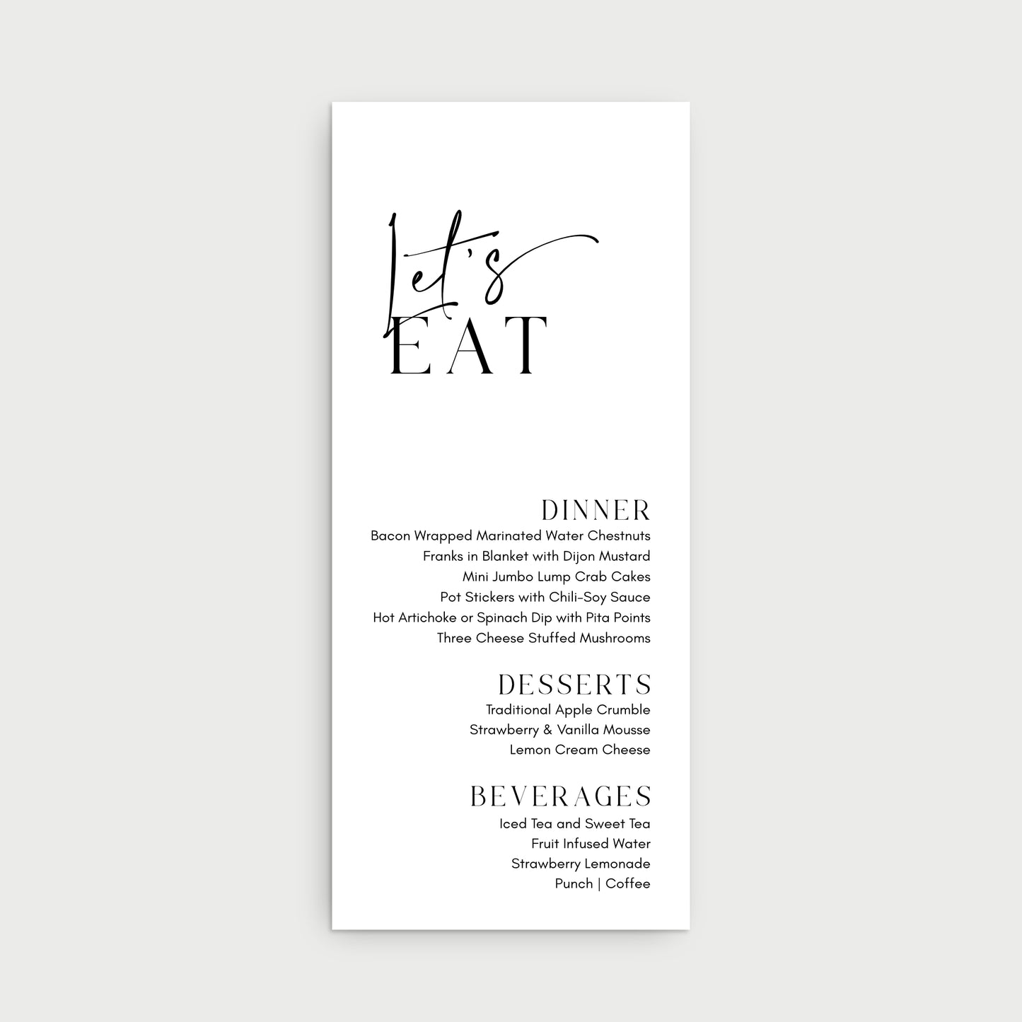 Elegant Menu Cards
