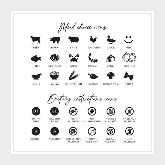 Meal choice icons for place cards