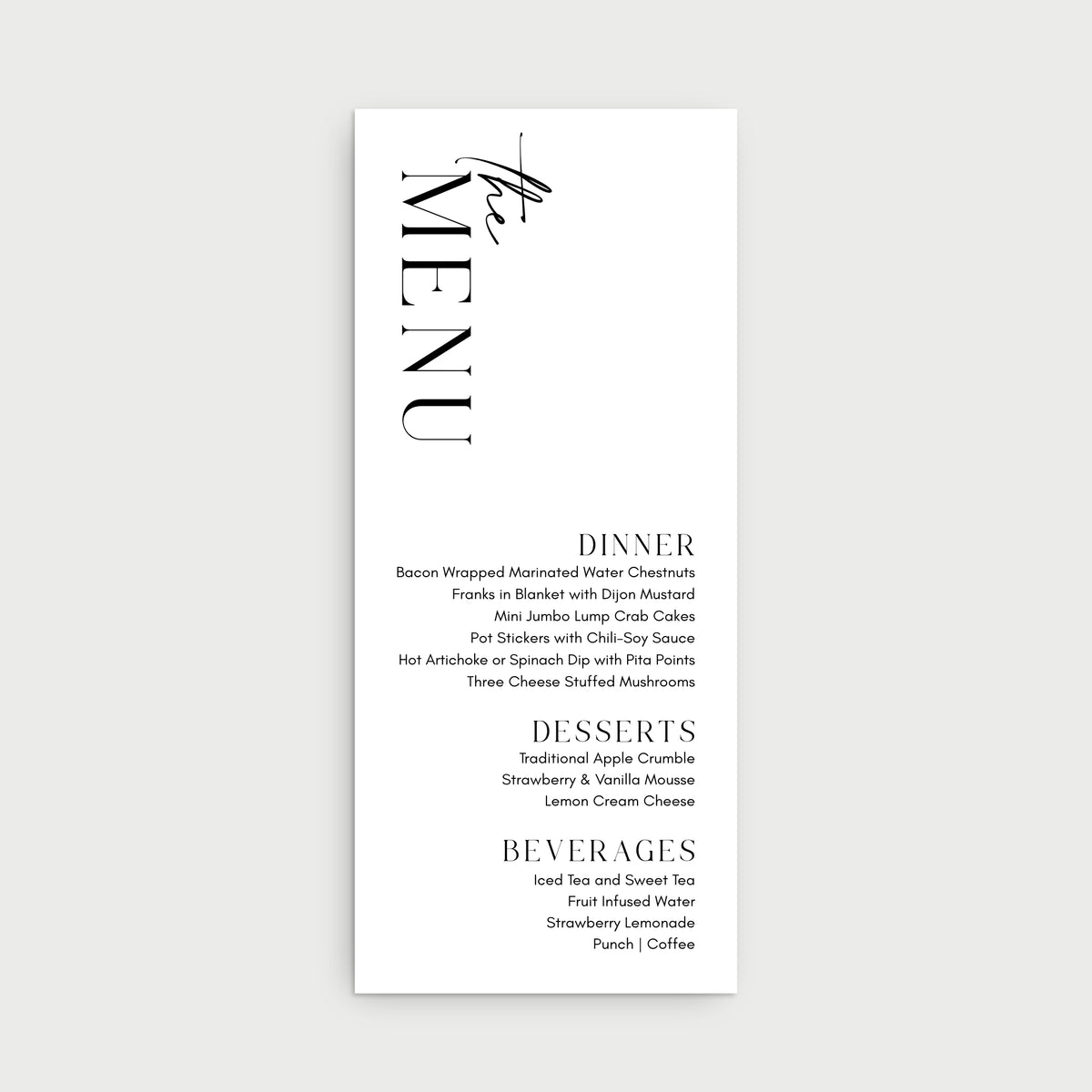 White Menu Card Design Modern Menu Cards – White & Kraft