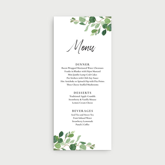 Greenery Menu Cards
