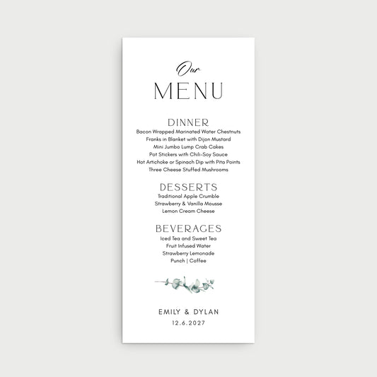 Greenery Menu Cards