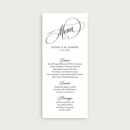 Calligraphy Menu Cards