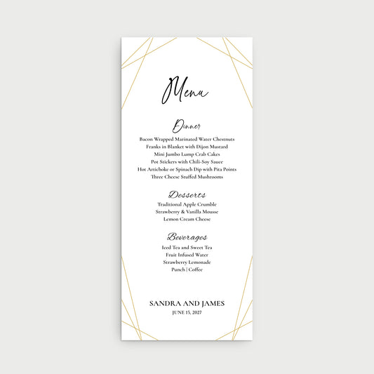 Gold Menu Cards
