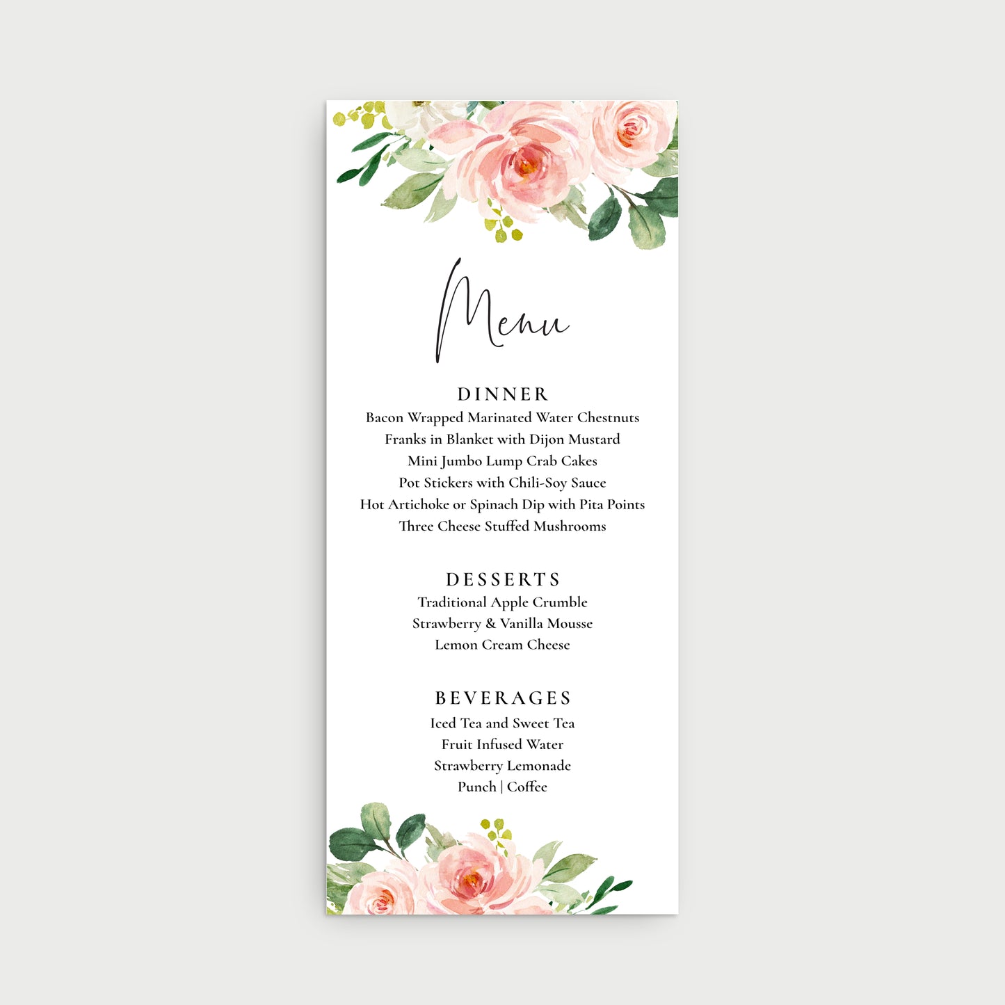 Floral Menu Cards
