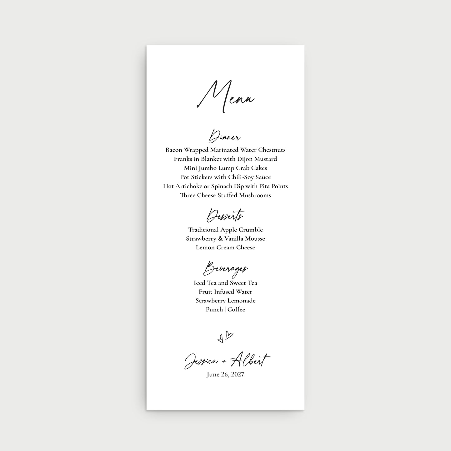 Elegant Menu Cards