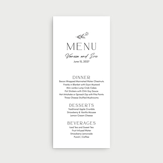 Flower Menu Cards