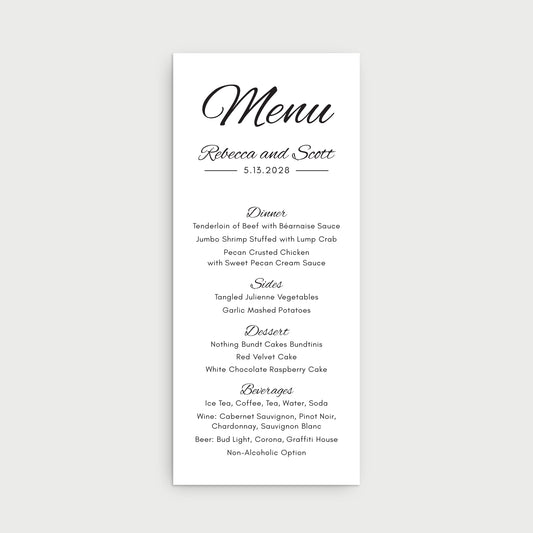 Classic Menu Cards