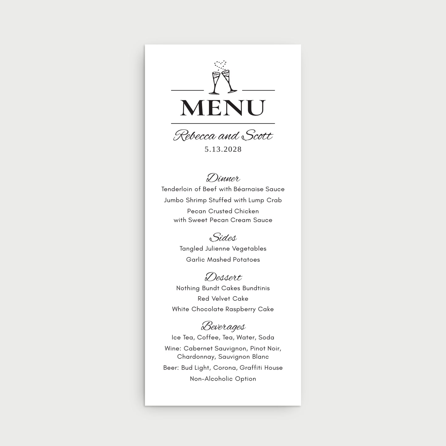 Party Menu Cards
