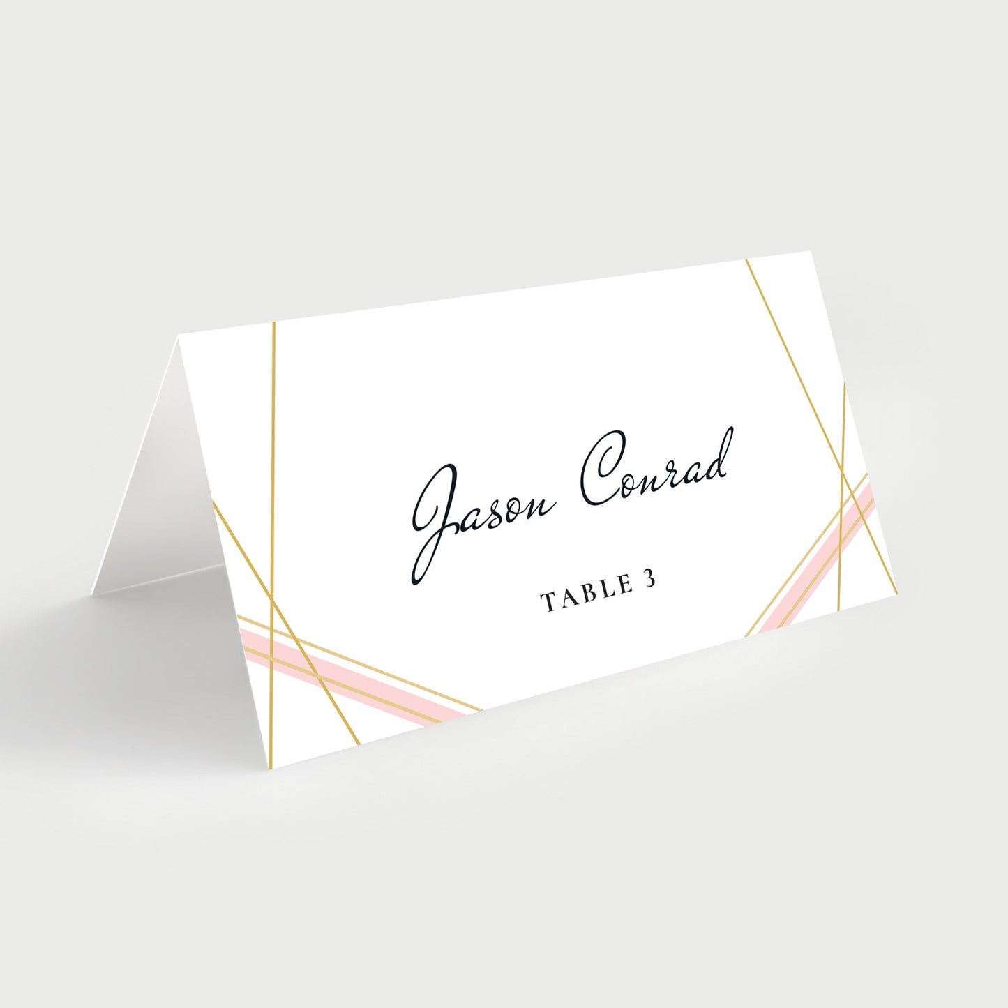 Pink and gold name place cards